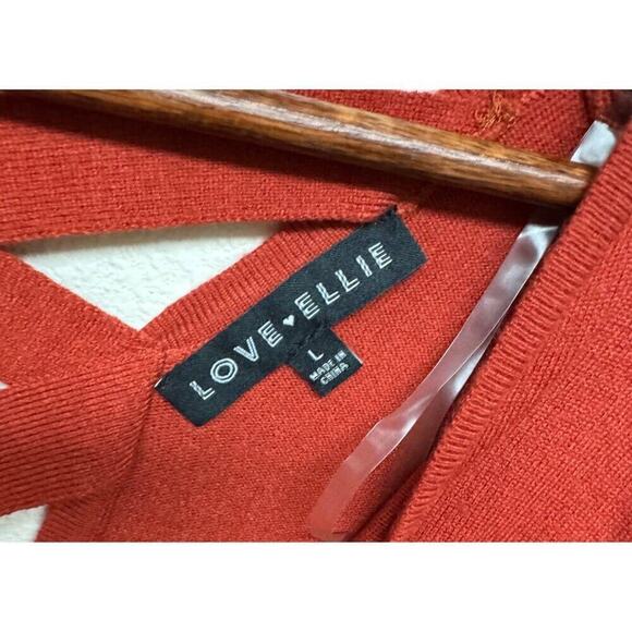 Love-Ellie Womens Large Rust V-Neck Sweater With Back Cross-Strap Detail - Picture 4 of 8